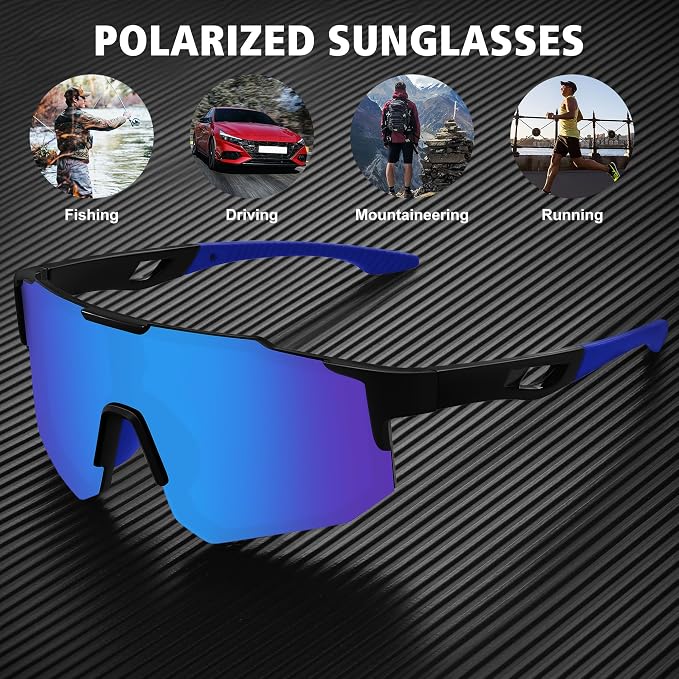 STORYCOAST Polarized Sports Sunglasses for Men Women,Driving Fishing Cycling Mountain Bike Sunglasses UV400 Protection
