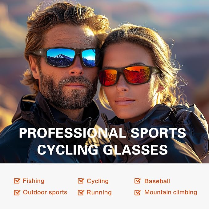 suoso Sports Polarized Sunglasses for Men: Women UV400 Protection Wrap Around Sun Glasses for Golf Fishing Running Driving
