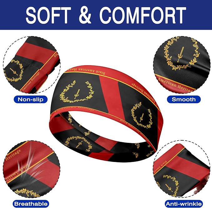 Flag Headbands for Men Women, Moisture Wicking Sweatband Breathable Sports Headwrap, Non-Slip Stretchy Fitness Hair Band