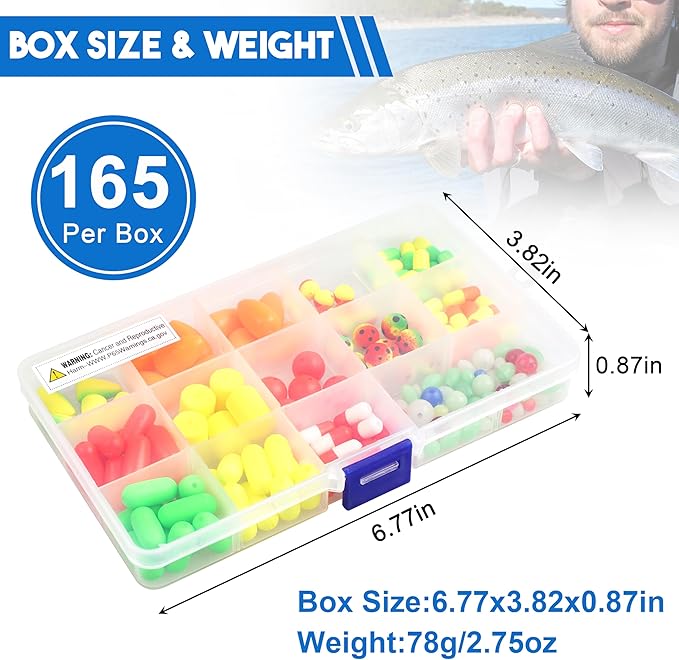 165pcs Pompano Rig Kit, Foam Snell Floats and Beads Surf Fishing Live Bait Walleye Rig Making Accessories or Trout Catfish Walleye