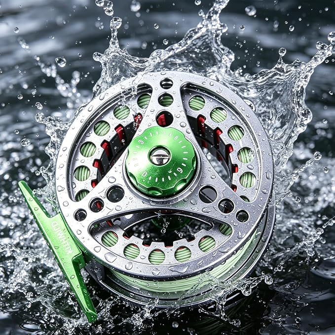 Fly Fishing Reel with Aluminum Alloy Body 5/6wt Die Cast Pre-Loaded Fly Reel with Line Combo for Trout Bass Carp Pike Panfish