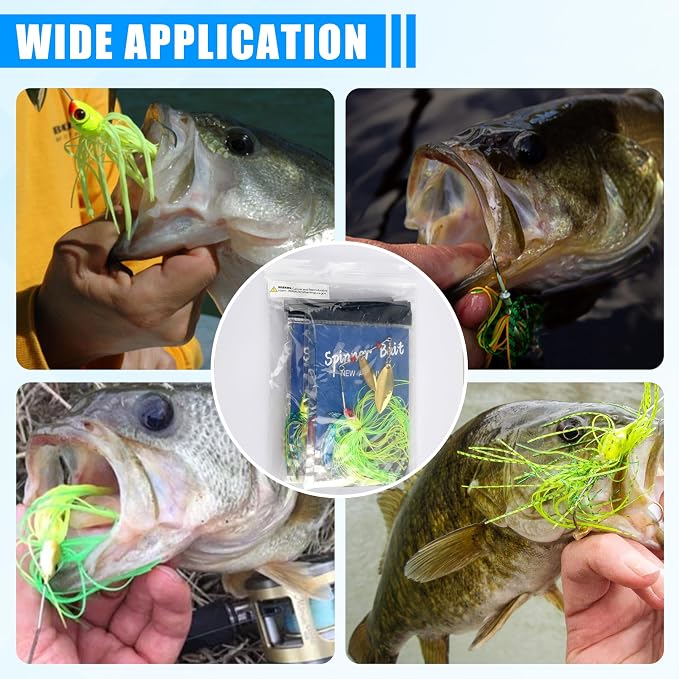 Fishing Lures Spinnerbaits,6/12pcs Bass Fishing Lures Weedless Spinner Baits Bass Lures Multicolor Buzzbaits Skirts Jigs for Bass Trout Walleye Pike Salmon Fishing
