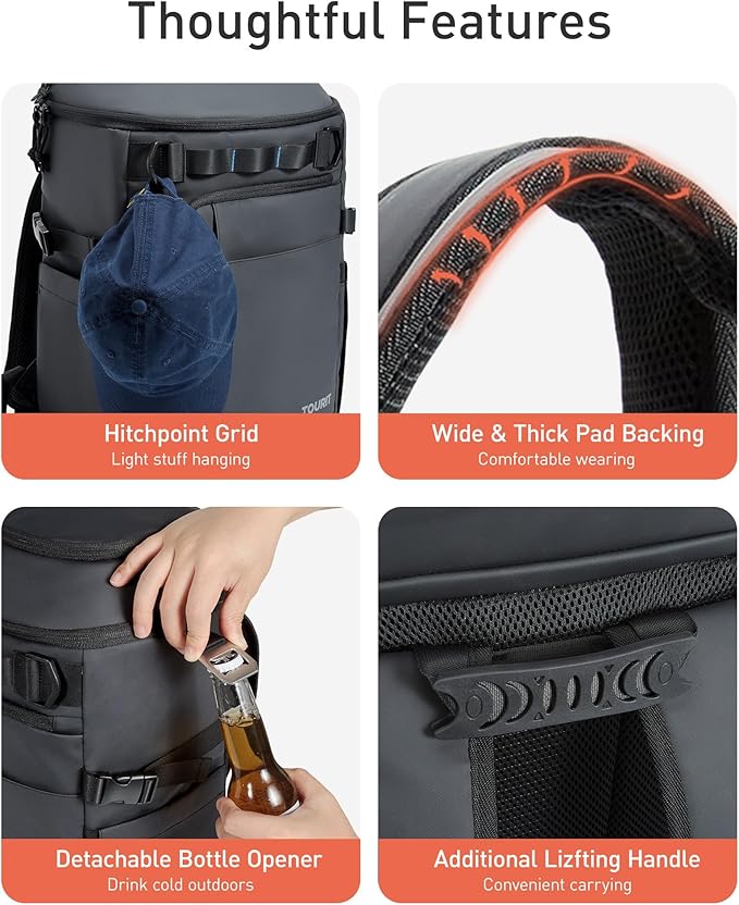 TOURIT Cooler Backpack 32 Cans Large Capacity Insulated Backpack Cooler Bag for Men Women to Picnic, Hiking