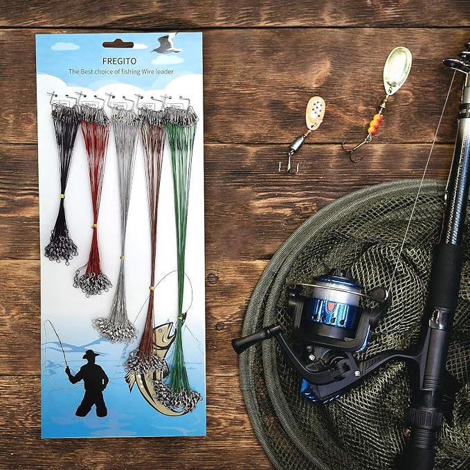 Stainless Steel Fishing Wire Leaders, Black Coated & Uncoated Options, Heavy Strength 31–100LB, 6–21in Multi Sizes with Rolling Swivels Snaps for Salt Fresh Water Shark Pike Barracuda