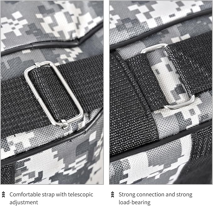 LEOFISHING Portable 3 Layers Fishing Pole Bag Durable Oxford Folding Fishing Rod Reel Carry Case Tackle Storage Bag Case Waterproof Camouflage Travel Fishing Carrier (Grey Camouflage, 120cm/47in)