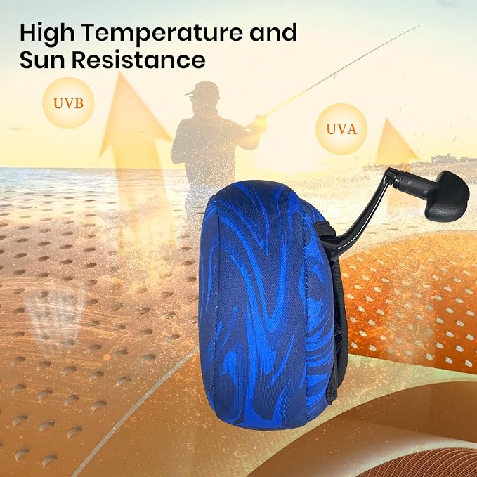 Pristis Spinning Reel Cover, Protective Pouch Bag made of 3mm Thick Impact Resistant Neoprene, Soft Adjustable Fishing Storage Protection Sleeve Case Accessory Gear for 1000-2000 series, size: S