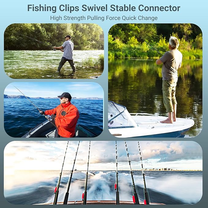 AMYSPORTS Heavy Strength Fishing Snap Stainless Saltwater Freshwater Fishing Swivel Clip Rolling Barrel Fishing Clips Swivels Speed Change Black Nickel