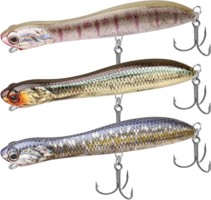 TRUSCEND Popobait Easy Catch Fishing Lures with BKK Hooks, Instant Startup, Longer Cast, Balanced Spray/Sound/Swim, Plopper Topwater Lures for Bass, Trout, Pike, Walleye, Freshwater Saltwater Fishing