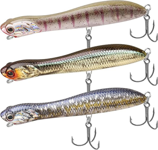 TRUSCEND Popobait Easy Catch Fishing Lures with BKK Hooks, Instant Startup, Longer Cast, Balanced Spray/Sound/Swim, Plopper Topwater Lures for Bass, Trout, Pike, Walleye, Freshwater Saltwater Fishing