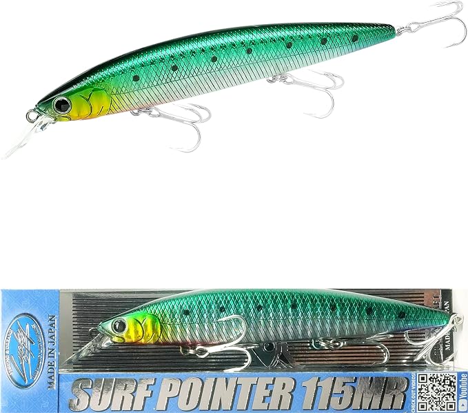 LUCKY CRAFT Surf Pointer 115MR Saltwater Fishing Lures for Halibut and Stripped Bass, Long Casting Jerkbait, Sinking Surf Fishing Gear, Fish Accessories for Tackle Box