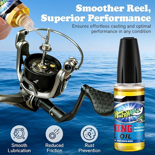 Fishing Reel Oil, 2 OZ Fishing Gear Oil Lubricant for Fish Care Reels, Boat Motors, Downriggers, Winches, Pulleys and Trailers (2 Pack)