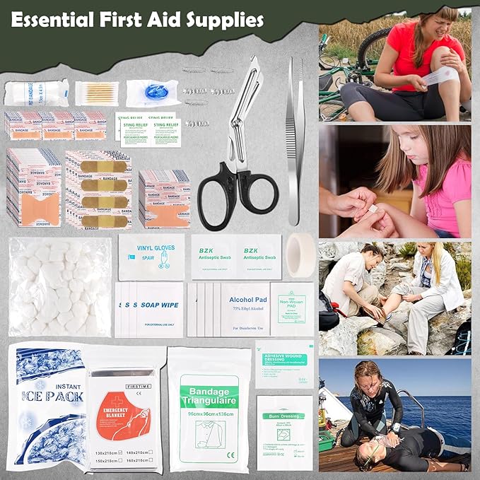 320 PCS Survival Kits First Aid Kit, Gifts for Men Fathers Day Him Dad, Survival Gear and Equipment with Tactical Molle Pouch for Car Camping Hiking Outdoor Adventure Earthquake Home Office