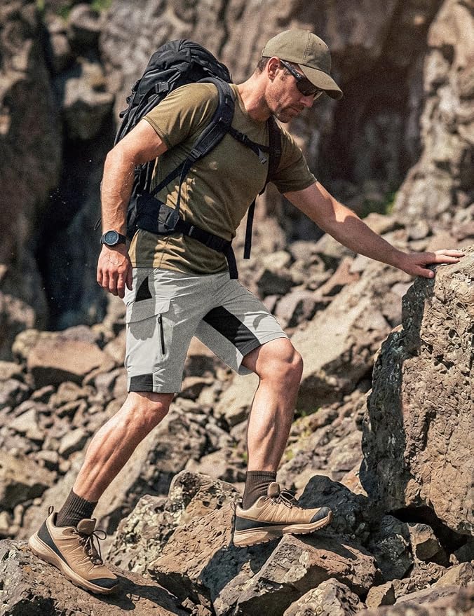 XKTTAC Men's Outdoor Quick Dry Lightweight Stretchy Shorts for Hiking, Tactical, Camping, Travel with 6 Pockets