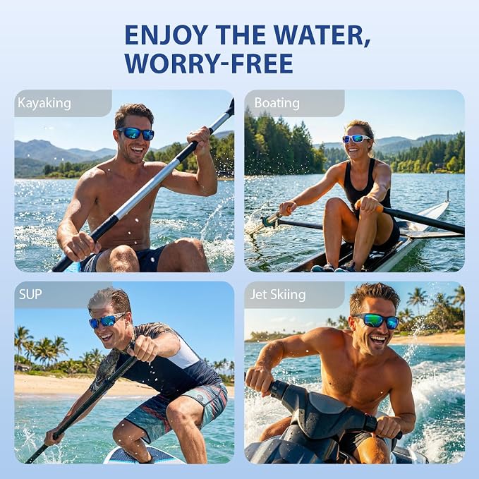 maivnz Floating Polarized Fishing Sunglasses for Men Women, Unsinkable UV400 Sports Glasses for Kayaking, Boating & Surfing