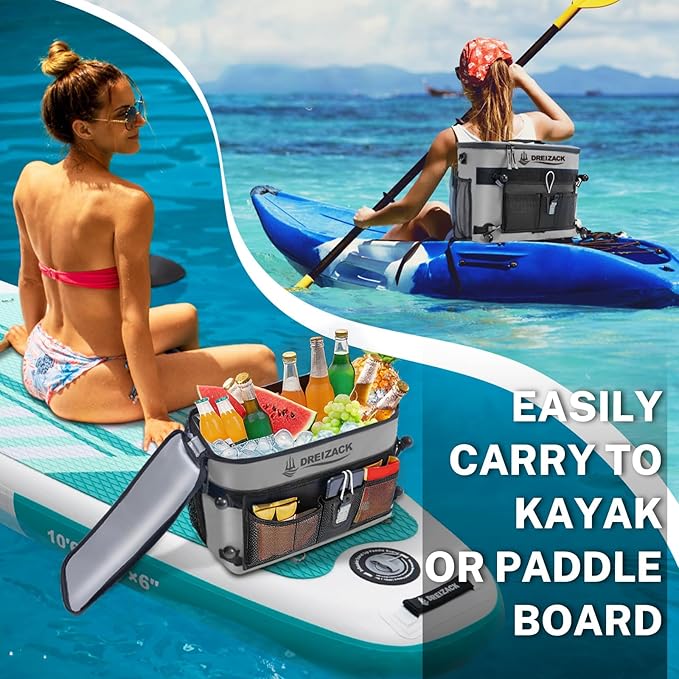 Dreizack Kayak Cooler Behind Seat, Waterproof Cooler for Kayaking,Paddle Board Cooler Compatible with Lawn-Chair Seat Kayak Accessories Cooler Bag Kayak Cooler Tow Behind for Camping Fishing