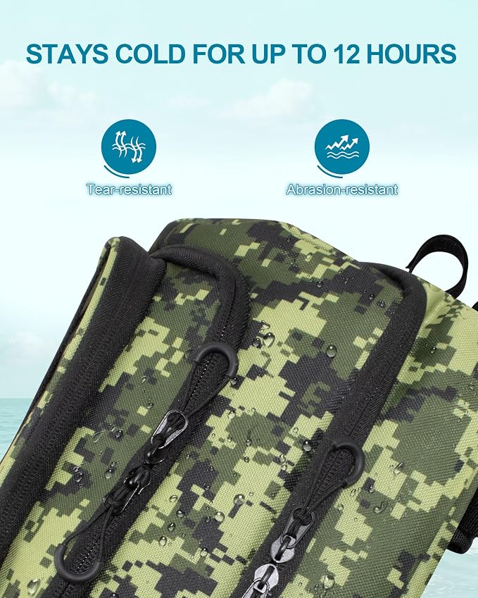 HXLGMD Fishing Backpack with Rod Holders, 43L Large Water Resistant Tackle Bag Storage Gear and Equipment with Cooler for Men Fishing, Camping, Hiking, Green