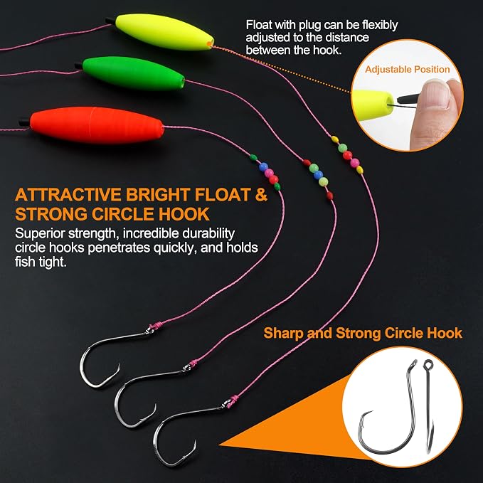 Catfishing Tackle Making Kit Catfish Rig Accessories, 110/148pcs Santee Rig Catfishing Tackle with Catfish Floats Catfish Rattles Peg Floats Hooks Swivels Sinker Slides Catfishing Equipment