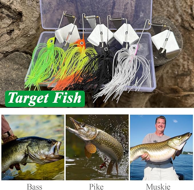 Fishing Lures Buzzbait Spinnerbait Jigs Lure for Bass Pike Fishing Freshwater 5/8oz Bass Fishing Lures