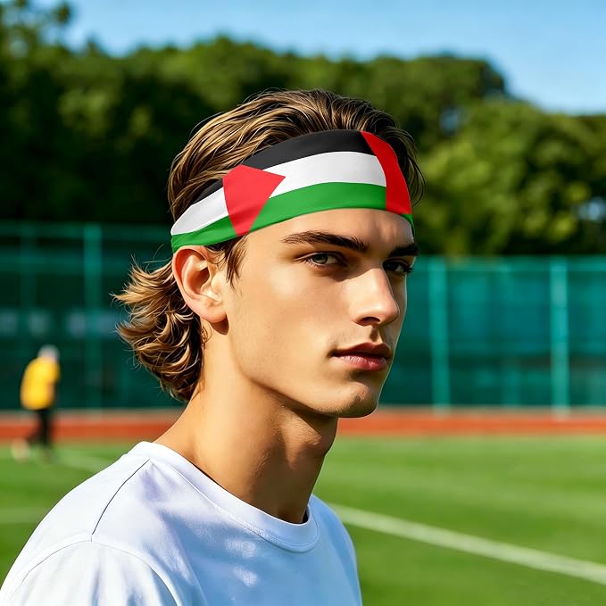 Flag Headbands for Men Women, Moisture Wicking Sweatband Breathable Sports Headwrap, Non-Slip Stretchy Fitness Hair Band