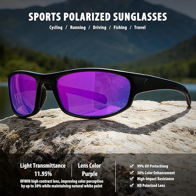 Sports Polarized Sunglasses for Men Women Wrap Around Sun Glasses Fishing Cycling Driving Running UV Protection