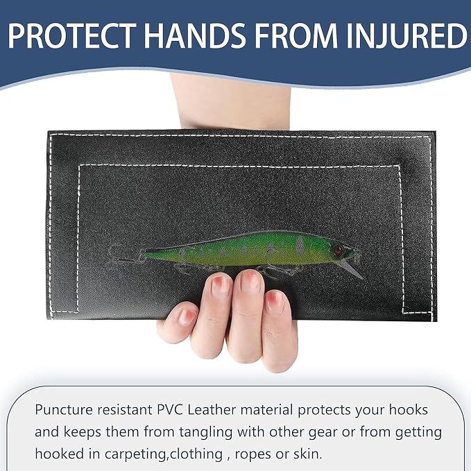 Fishing Lure Wrap (4Pack), Thickened Puncture- Resist 3 Size PVC Leather Covers for Fishing Rod, Hooks: Safe Protectors & Organized Holder Storage for Various Bait (Thickened , M: for 4.5 - 6in lures)