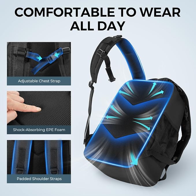 KastKing KarryAll KastMate Fishing Tackle Backpack,Water-Resistant Tackle Bag With 2 Rod Holders,Fishing Gear and Equipment With Large Gear Storage,Black