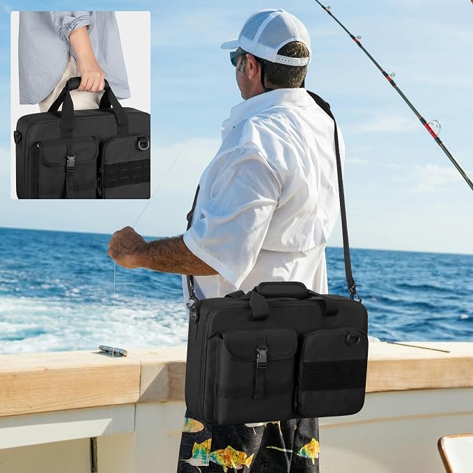 Rexmica Fishing Reel Case for Spinning Reels, Fly Fishing Reels, Baitcaster Fishing Reels, Fishing Reel Storage Bag with Multiple Pockets and Dividers, Fishing Gear Bag for Fishing Trip/Daily Storage