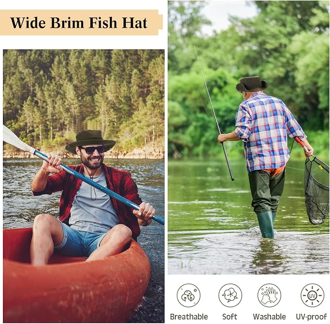 Xtinmee 10 Pcs Bucket Hat Bulk Safari Hat Wide Brim Boonie Hiking Fishing with Chin Strap for Women Men Adult Summer