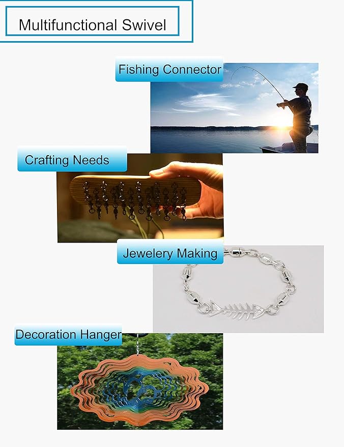 Saltwater Ball Bearing Swivel Set, Fishing Snap Swivels Heavy Duty Big Game Fishing Tackle Spinner Connector