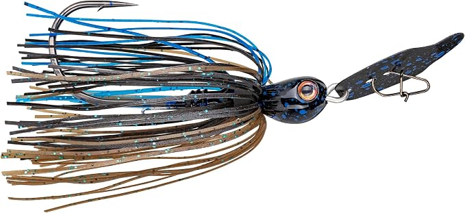 Strike King Thunder Cricket Fishing Lure, Vibrating Swim Jig, Silver Blade, 4/0 Jungle-Style Flipping Hook
