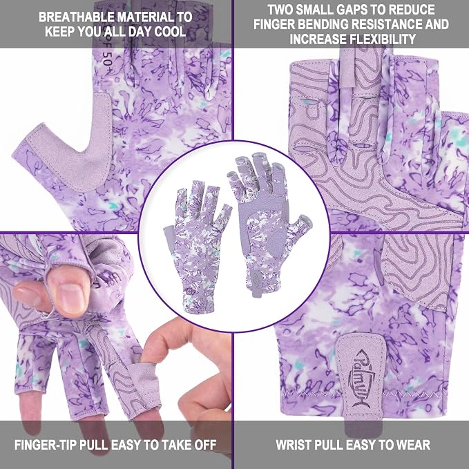 Palmyth UV Protection Fishing Fingerless Gloves UPF50+ Sun Gloves Men Women for Kayaking, Hiking, Paddling, Driving, Canoeing, Rowing