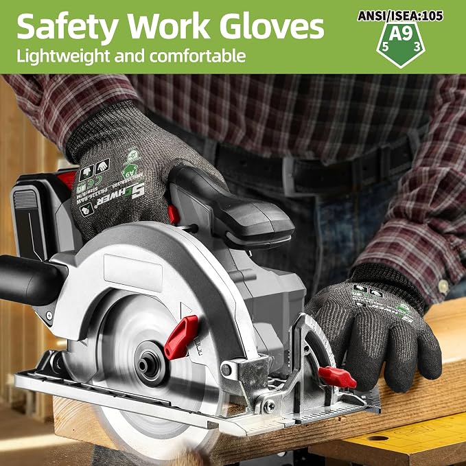Schwer ProGuard High Level Cut Resistant Work Gloves PR3326 for Extreme Protection, ANSI A9 Cut Gloves with Reinforced Thumb, Non Slip, Durable, Touch-screen, Black 2 Pairs（S）
