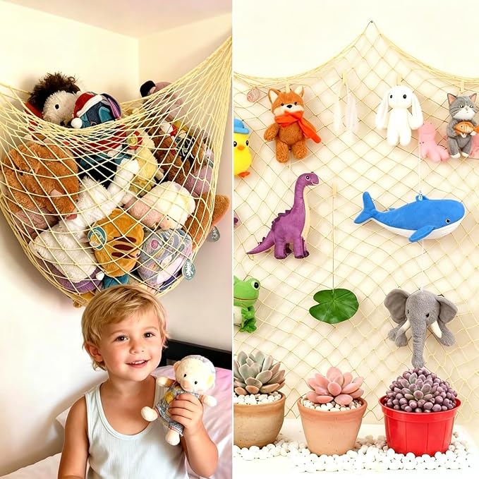 2 Pack Decorative Fishing Net, 5x10 ft Large Yellow Fish Net to Hang Stuffed Animals, Decor Net for Nautical Beach Mermaid Theme Birthday Party, Baby Shower, Drape Tables, Balloon Holder