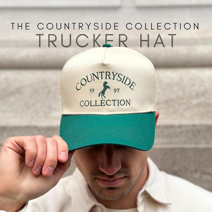 Vintage Western Trucker Hat | Men & Women | Country Cute Caps for Cowgirls Cowboys | Camo Denim Embroidered Cotton | Snapback