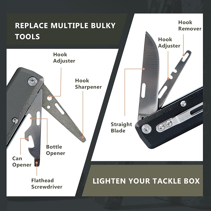 Selake 12-in-1 Saltwater Fishing Pliers EDC Multitool, Titanium Coated Marine Stainless Steel Folding Pen-Sized Hook Remover Braid Cutter Fishing Gear Gifts for Men