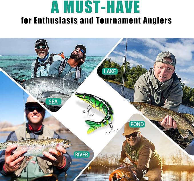 TRUSCEND Swimmax Easy Catch Fishing Lures with BKK Hooks, Wiggling, Vibrating, Rattling and Gurgling for More Bite, Heavy-Duty Dyneema Fiber Jointed Swimbaits for Bass, Trout, Walleye, Crappie, Pike
