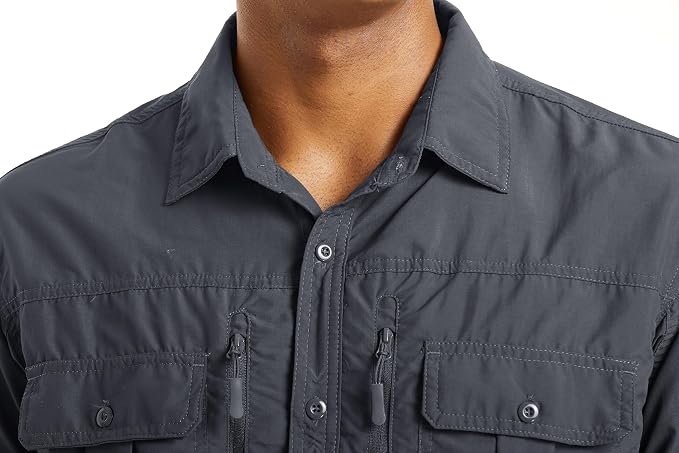 MAGCOMSEN Men's UPF 50+ Sun Protection Shirts, Button Down Long Sleeve Shirt for Hiking, Fishing, Safari