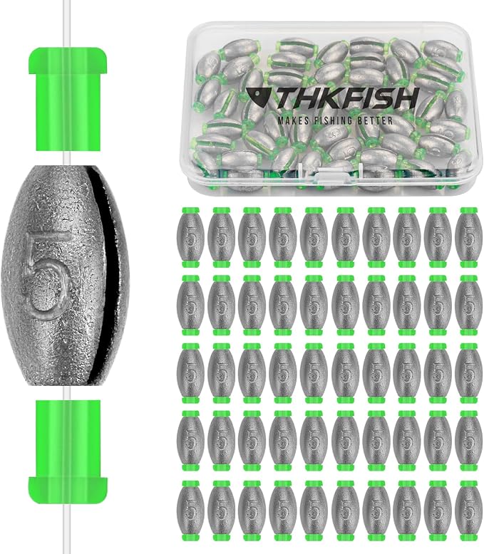 THKFISH Egg Fishing Sinkers Weights, Removable Rubber Core Fishing Weights Twist-Lock Sinker,Bass Weights Sinker Tackle Saltwater Casting Fishing Sinkers Set Oval Freshwater,1/8-1OZ