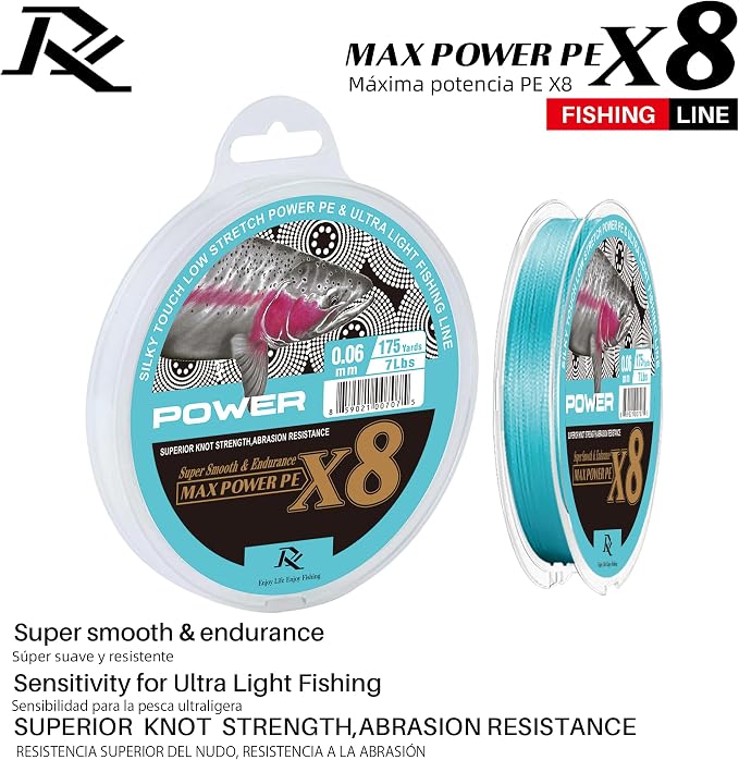Ultra Slim Braided PE Fishing Line, Strong Knot Strength, Deign for Ultra Light Freshwater Fishing, Come with 3lb Test or 5lb Test, 170Yds Each Spool