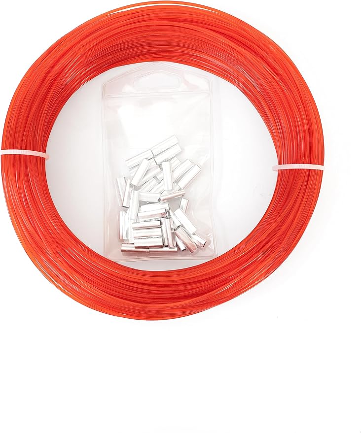 BLUEWING 50/100yd Outrigger Line Rigging Kit Mono with 20pcs/40pcs Aluminum Sleeve Crimps and 1.9mm 400LB Test Monofilament Fishing