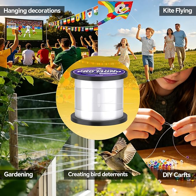 Pro Monofilament Fishing Line with Knot Instruction Cards for Multi Purpose Cost Effective, Strong Yet Thin Nylon String for Big Fishes, Tangle-Free & UV Resistant, 15/20/30/50/80LB