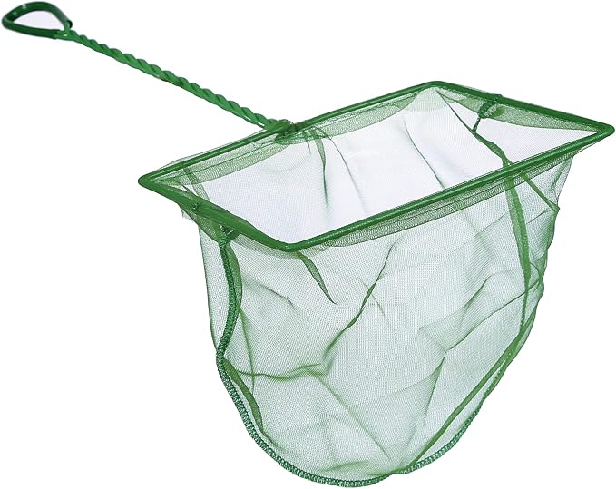 Aquarium Fishing Net Fish Tank Cleaning Tools Fine Mesh Net with Plastic Handle Green 8 Inch