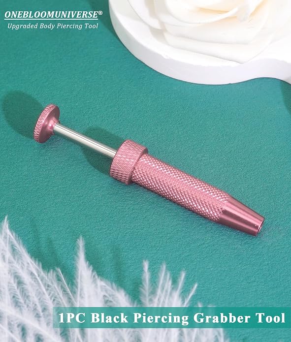 Upgraded Anti-Slip Piercing Ball Grabber Tool with Ergonomic Design for Changing Jewelry, Stainless Steel Jeweler Pick Up Tool 4 Claw Gem Piercing Changing Tool Body Piercing Kit for Ear Nose Lip