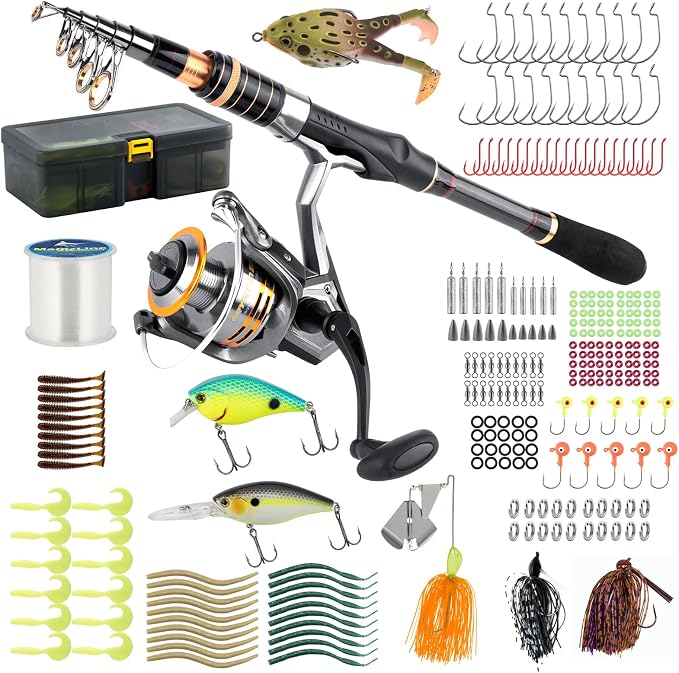 Dr.Fish Fishing Rod and Reel Combo Telescopic Fishing Pole 6-9.8ft Collapsible Spinning Rod 3000 Reel Bass Gear Equipment Freshwater
