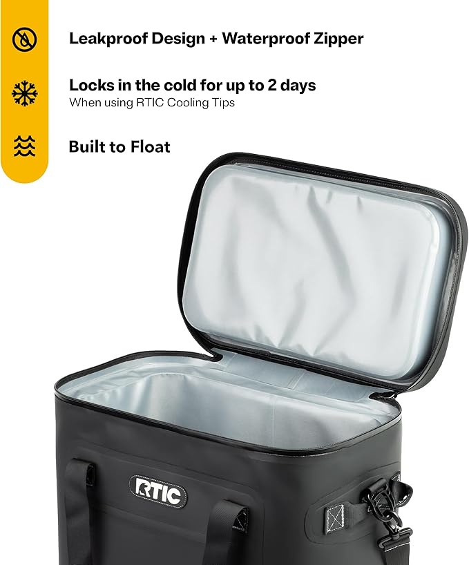 RTIC Ultra-Tough Soft Cooler 50 Can, Insulated Bag Portable Ice Chest Box for Lunch, Beach, Drink, Beverage, Travel, Camping, Picnic, Car, Trips, Floating Cooler Leak-Proof with Zipper