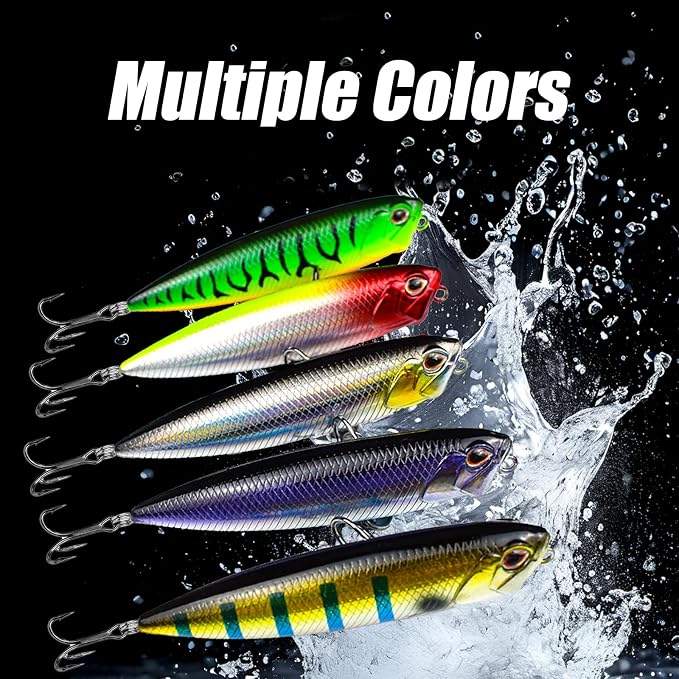 Spook Fishing Lures Top Water Fishing Lures for Saltwater Freshwater with High Carbon Steel Fishing Hooks for Trout Pike Walleye FS/YE-11