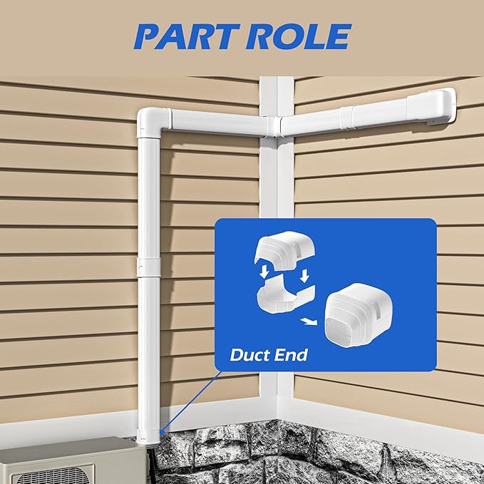 3" Width Duct End, Mini Split Line Cover Accessories for Mini Split Air Conditioners, Central AC and Heat Pumps