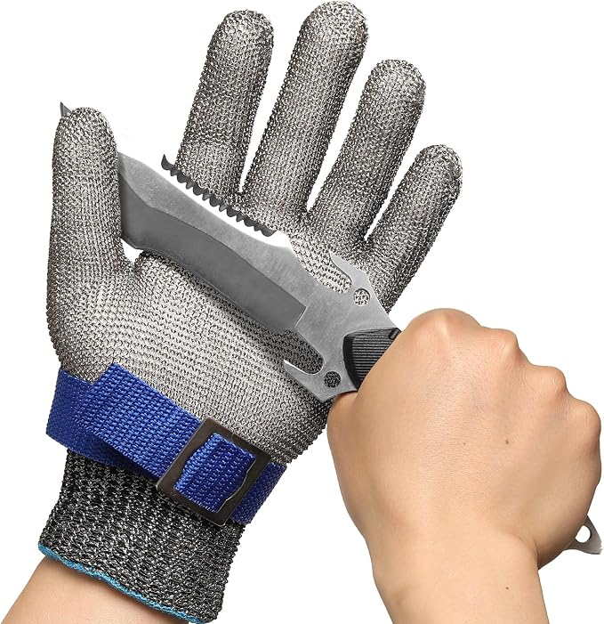 Schwer SlicePro ANSI A9 Cut Resistant Glove PR1706, Stainless Steel Mesh Metal Glove, Food Grade for Kitchen Cooking, Butcher Meat Cutting, Oyster Shucking, Mandoline, (XL, 1 PCS)