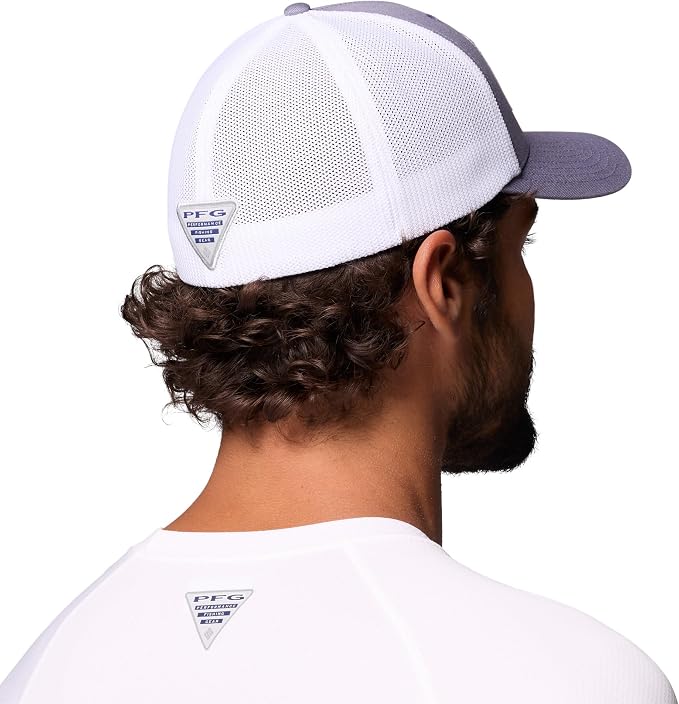 Columbia Unisex PFG Fish Flag Mesh Ball Cap, New Moon/Fish Flag, S/M