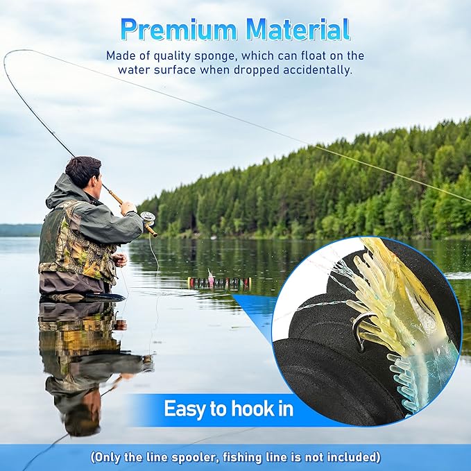 Dreyoo 3 Pcs Fishing Line Storage Organizer, Leader Holder with 12 Slots to Keep Your Lines Tangle Free, Spooler Winder, and Hook Keeper with Rigging Spools
